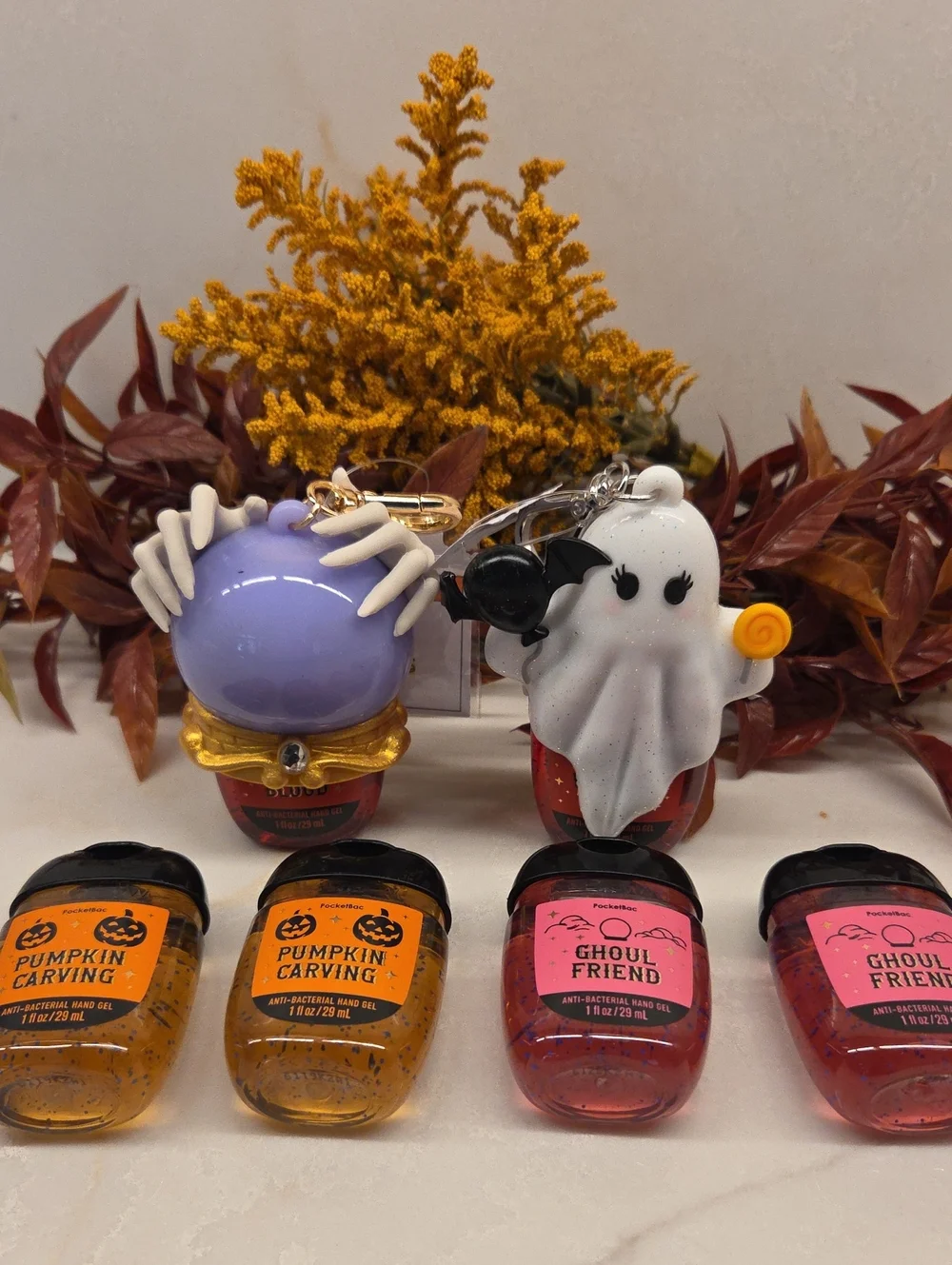 B&BW 2 Halloween Hand Sanitizer Holders with Set Of 6 Pocket Hand Sanitizers